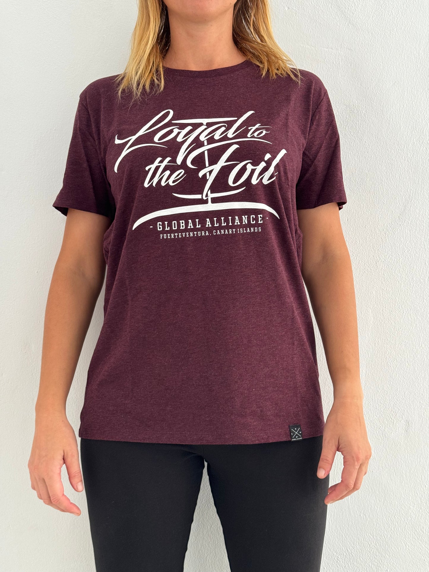 Loyal To The Foil Organic T-Shirt "Script Logo" - Heather Burgundy