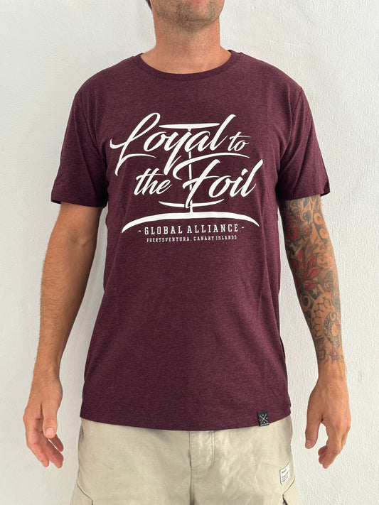 Loyal To The Foil Organic T-Shirt "Script Logo" - Heather Burgundy