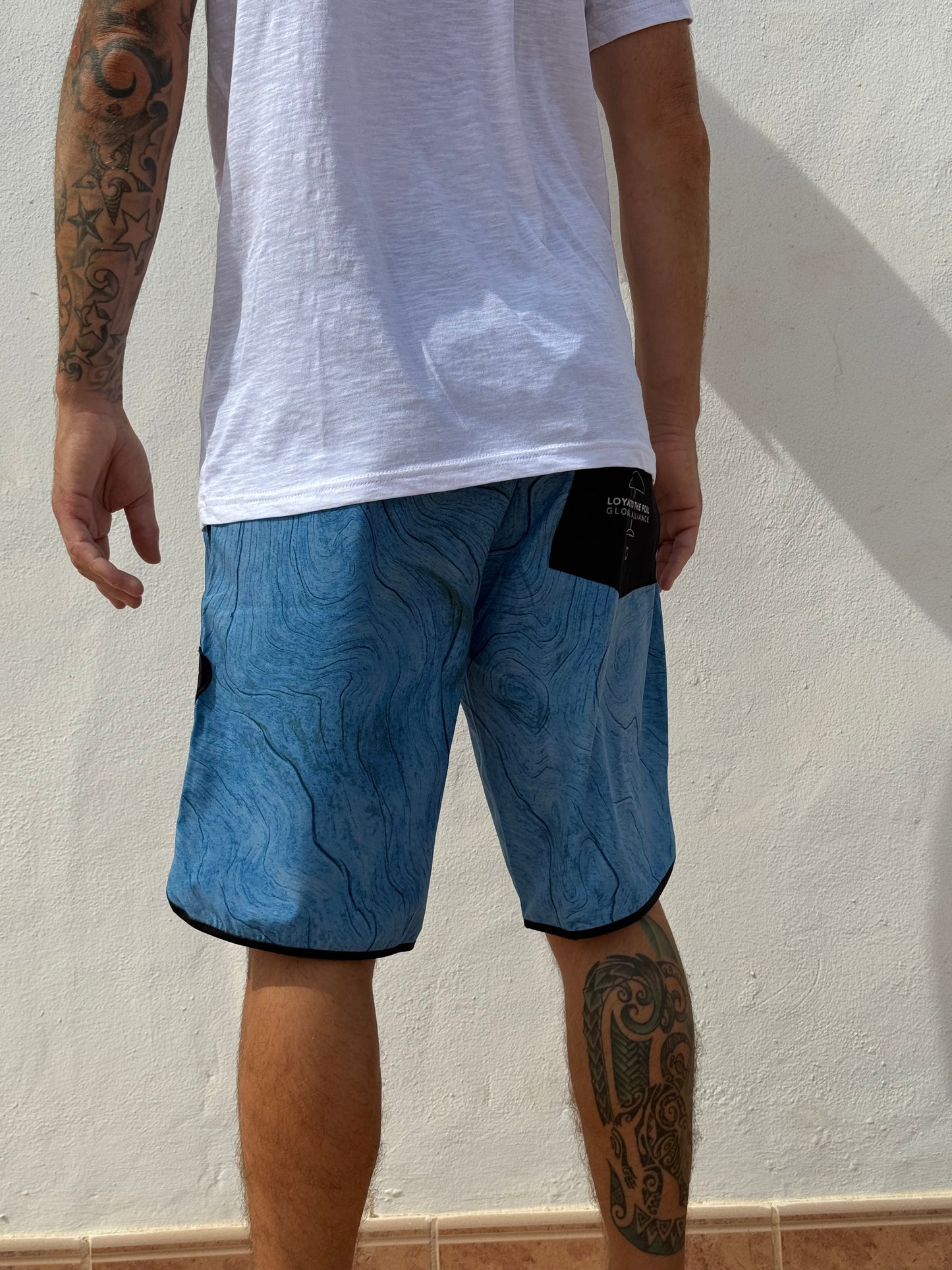 Loyal To The Foil Stretch Eco Boardshorts - Sky Blue - FREE MERCH INCLUDED!