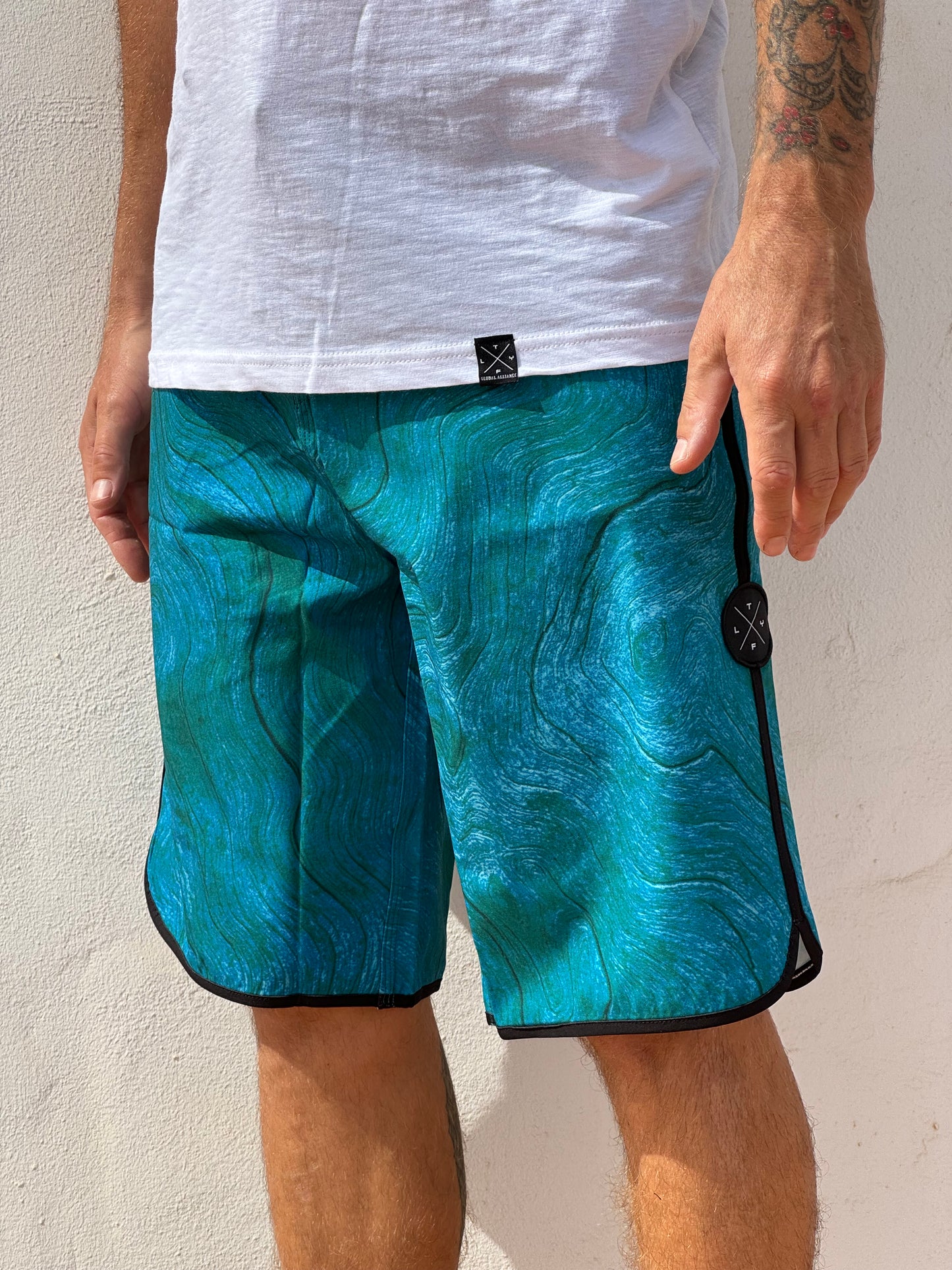 Loyal To The Foil Stretch Eco Boardshorts - Ocean Depth - FREE MERCH INCLUDED!