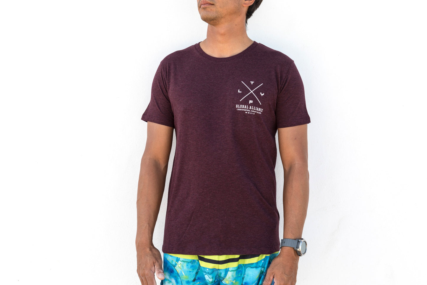 Loyal To The Foil 'X' / Script T-Shirt - Heather Burgundy