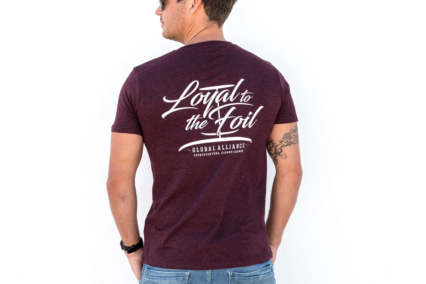 Loyal To The Foil 'X' / Script T-Shirt - Heather Burgundy