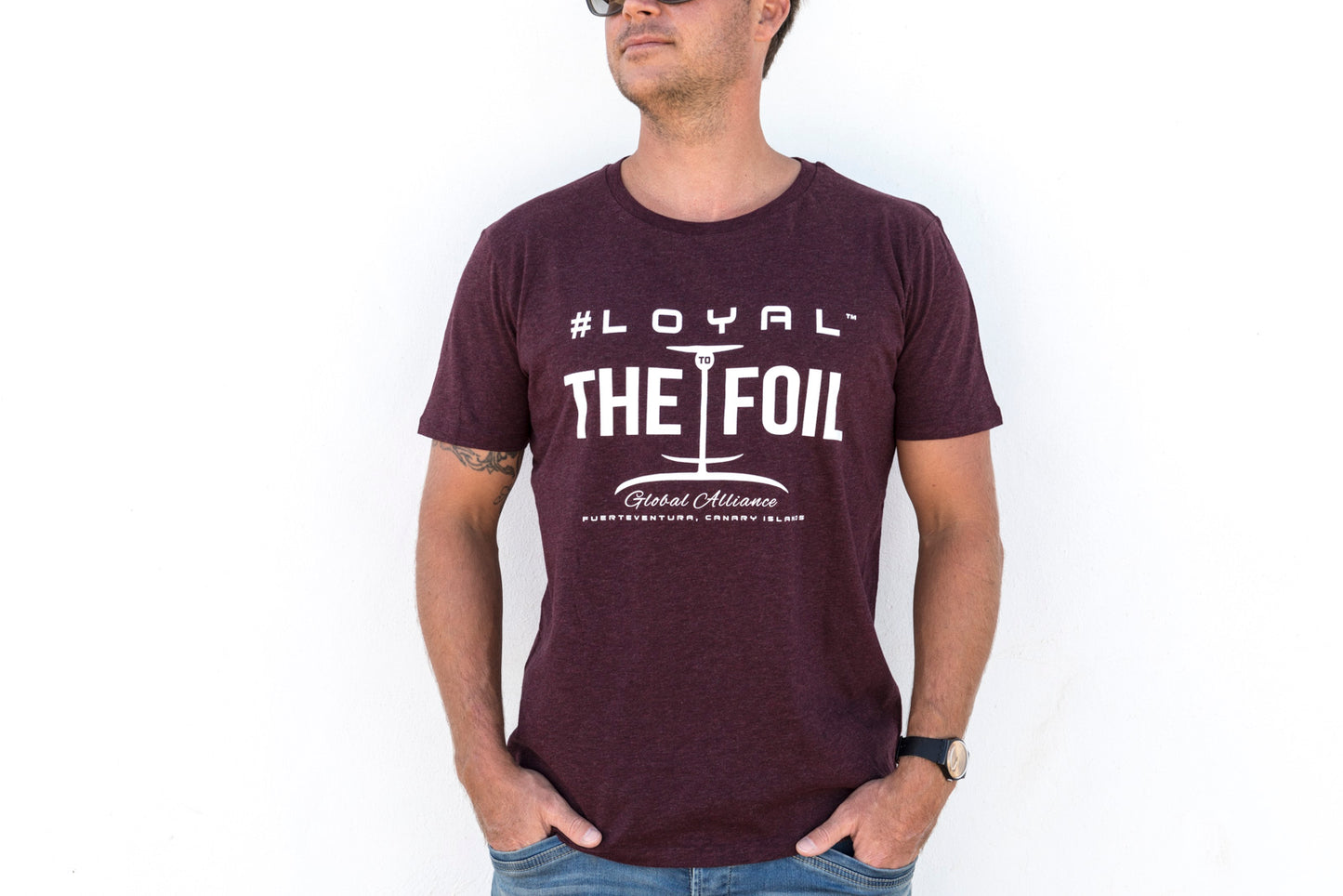 The Classic '#Loyal To The Foil' 100% Organic T-Shirt "Hydrofoil Logo" - Burgundy