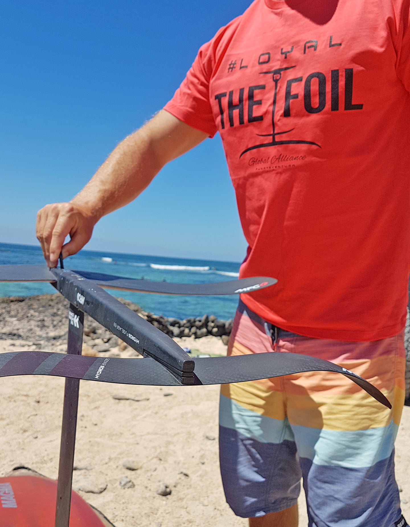 Loyal To The Foil T-Shirt - "Hydrofoil Logo" - Coral Red